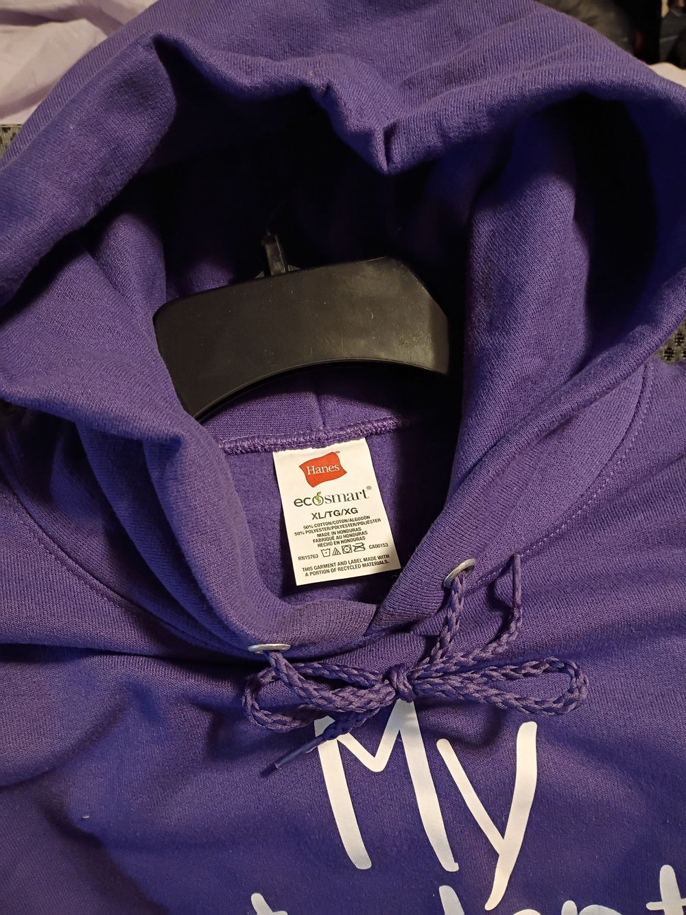 Hanes Purple Hooded Sweatshirt with Drawstring